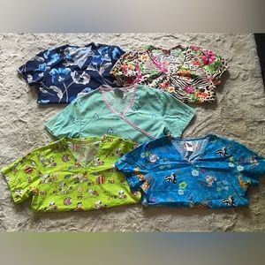 Size XS & S- Lot of 5 Scrub Shirts & 3 pants